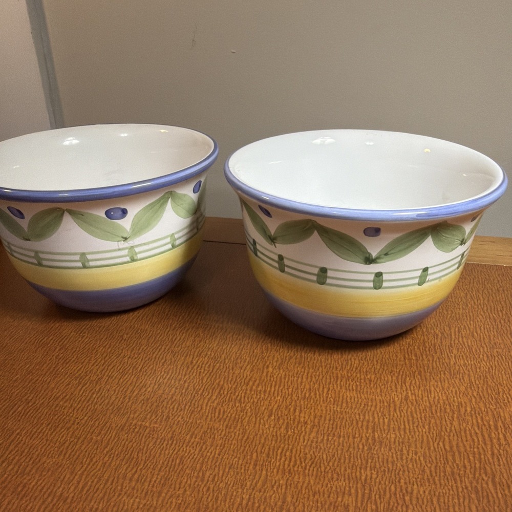Williams Sonoma Marisol All Purpose Bowls (2) VTG 5 7/8" Yellow Green Italy